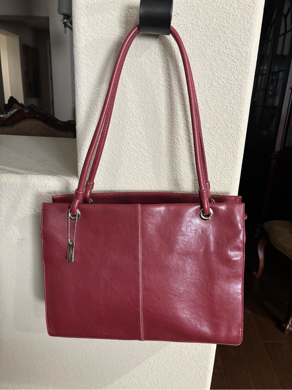 Sag Harbor Rose Red Leather Satchel